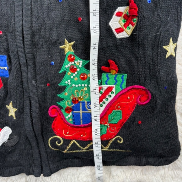 Tiara International Christmas Vintage Santa Sweater Full Zip Cardigan Women's L - Picture 5 of 6